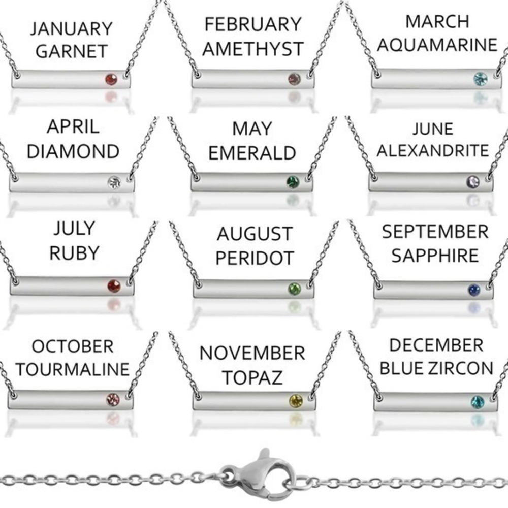 Birthstone bar stainless steel necklace - ‼️CAN BE ENGRAVED‼️